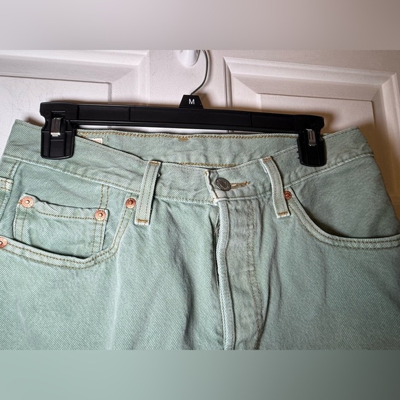 Vintage Sage Mint Green Button Fly Levi’s 501 26x30 Straight Leg BOHO 90’s - Picture 5 of 13